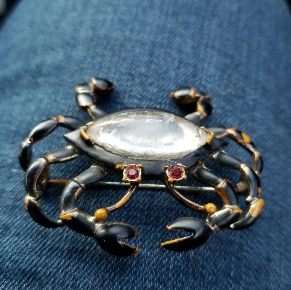 Relisted - Vintage crab brooch jelly belly unsigned Hattie Carnegie - Picture 8 of 13
